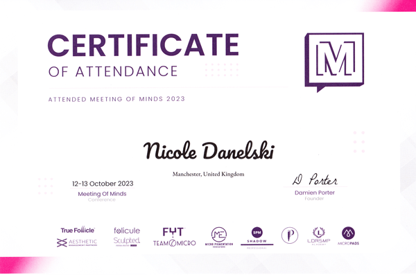 Zertifikat - Meeting of Minds 2023 - Nicole Danelski